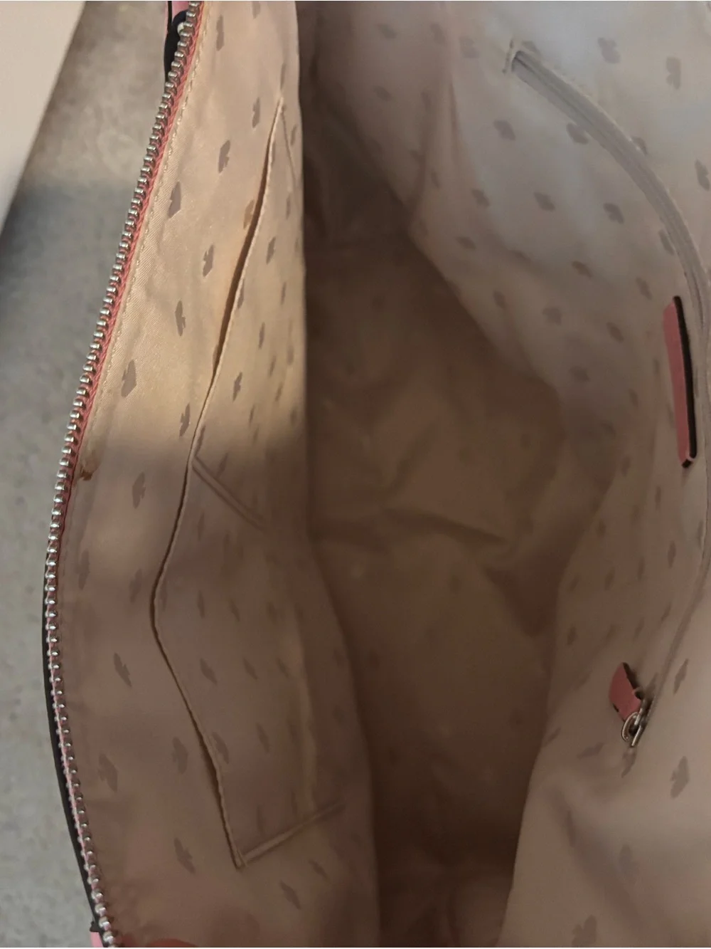 kate spade Pink Leather Tote with Front Zip Pocket